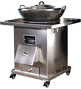 Stufa A Legna, Stufa A Legna A Gassificazione, Stufa A Legna da Cucina, Stufa A Riscaldamento, con Rete Antiscottatura,50CM
