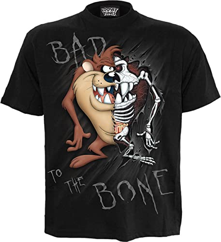 Looney Tunes - Taz - Bad 2 D Bone - Front Print T-Shirt Black