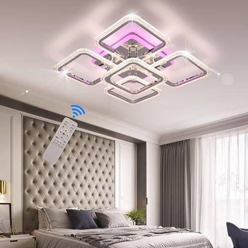 STCH Plafon LED Techo Regulable, Lamparas de Techo Salon, Lámpara de Techo con Control Remoto 100W, Plafones de Techo Modernos para Dormitorio Cocina Oficina Corredor Balcón, 3000K-6500K