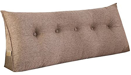 RAKTOV Schlichtes dreieckiges Lesekissen, großes Rückenlehnenkissen für Bett, Sofa, Tatami, Tagesbettkissen, Keil-Kopfteil-Kissen mit abnehmbarem Bezug, 200 x 50 x 20 cm, Braun