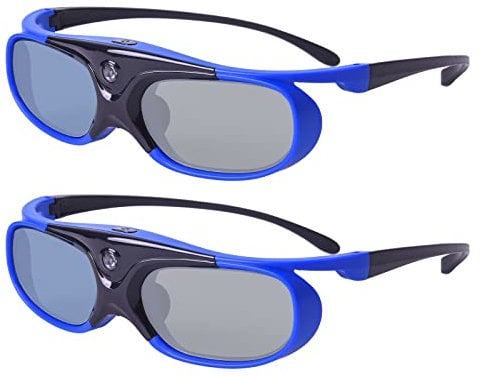 3D Glasses, Active Shutter 3D DLP Link Rechargeable 3D Eyewear for Acer ViewSonic BenQ Optoma Philips Panasonic Vivitek Dell Jmgo Cocar Toumei 3D Projectors - Blue Pack of 2