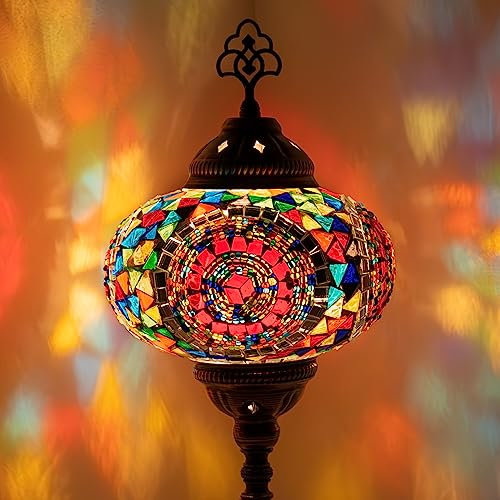 10 Variationen Orientalische Marokkanische Mosaik Tischampe Handgefertigte Türkische Dekorative Mosaiklampe (3-Mehrfarbig)