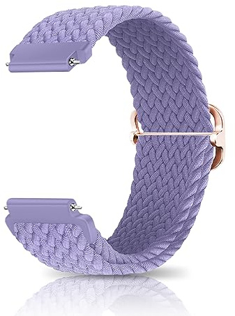 CeiBand Geflochtenes Solo Loop Elastische Armband, 18mm 19mm 20mm 22mm Verstellbares Herren Damen Weiches Aatmungsaktive Sportbänder Uhrenarmbänder Ersatzarmband - 22mm Helles Lila