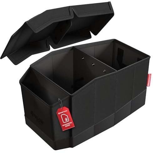 ATHLON TOOLS Premium Centre Seat Organiser with Lid - Versatile - Car Box - Clever Storage Space with Magnetic Closure - Easy Cleaning - Tidy and Comfortable Travel (Black)