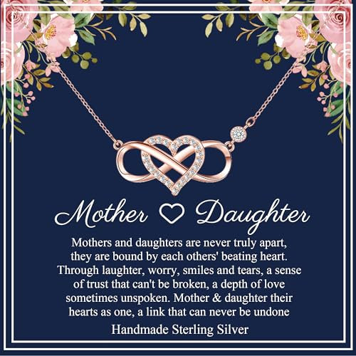 PRETOLE Mother & Daughter Gift Sterling Silver Rose Gold Necklace for Mum & Daughter - Birthday & Mother's Day Present