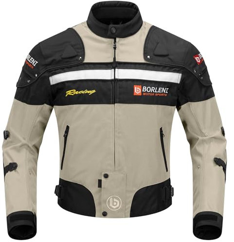 BORLENI Chaqueta de Moto Invierno 5 Equipo de Protección de Cuerpo Completo para Motocicleta Chaqueta de Montar en Moto a Prueba de Viento Otoño Ropa Moto para Hombres Mujeres M Marrón