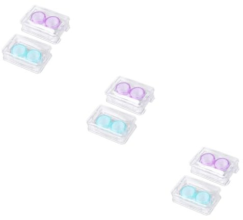 JECOMPRIS 6pcs Lens Case Lens Box Storage Box Container Cleaning Case for Daily Use Purple Storage