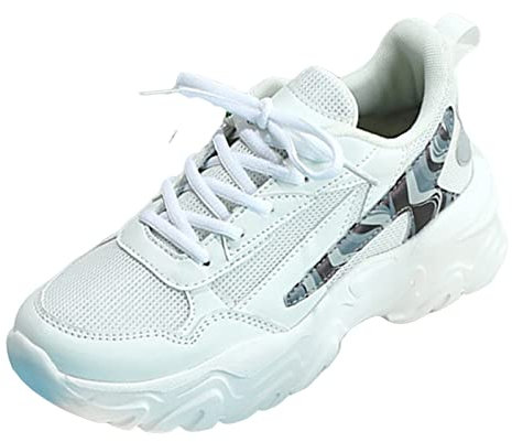 Huarache-Schuhe für Damen, Plateau-Sneaker, leicht, modisch, bequem, weich, Outdoor-Sneaker, Huarache-Schuhe, weiß, 5 UK 3X-Narrow