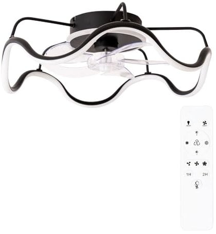 ValueLights | Wave Design Ceiling Fan with Integrated LED Dimmable Light and Clear Blades | Ceiling Fans with Lamps, Home Décor & Improvement Essential | Includes Remote Control