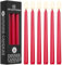 DECO EXPRESS Stabkerzen Set 6er, 10, 15 oder 50er, Lange Brenndauer bis zu 8 Std, Geruchslos (Metallic Rot - 6er-Pack)