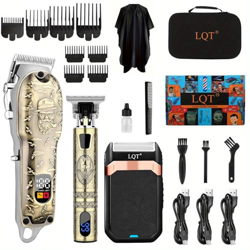 LQT Haarschneidemaschine Set für Männer, Haarschneidemaschine Trimmer mit LED-Anzeige, Professioneller Kabelloser Haarschneidemaschine Rasierer Bartschneidemaschine, Haarschneidemaschine für Männer