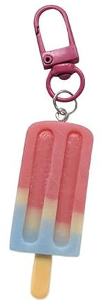 Einzigartiger Schlüsselanhänger mit Eis am Stiel, Farbverlauf, Schmuck, für Damen, Geldbörse, modisches Ornament, rosarot