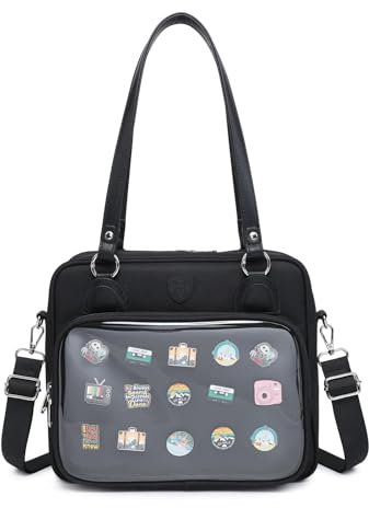 CHERRY SAUCE Oxford Ita Bag Crossbody-Tasche Umhängetasche Messenger Rucksack Mehrzweck-Pins Display, Schwarz