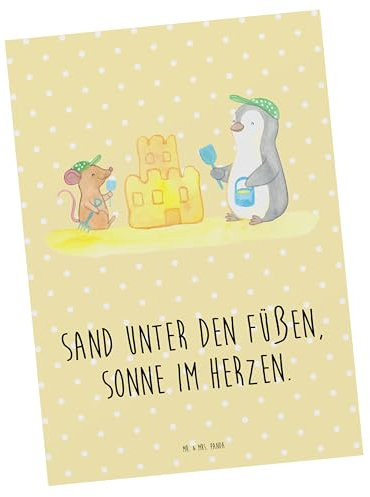 Mr. & Mrs. Panda Postkarte Sommer Meer Strand - Geschenk, Entspannung, Winter, Ansichtskarten, Einladungskarten Geburtstag, Sonne im Herzen, Küste,