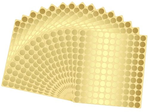 1980 Stück Klebepunkte Runde Aufkleber, 1,3 cm Aufkleber-Gold Rund, Sticker Rund Wasserdicht Klebepunkte Aufkleber, Markierungspunkte Selbstklebend, Sticker Gold