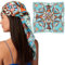 AWAYTR Seidentuch für Damen, großes Kopftuch, quadratisch, Satin, Haarbandana, bedruckt, Seide, 88,9 cm, Paisley (Pfauenblau), 35*35 inches / 90*90 cm