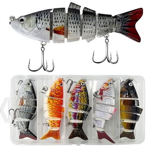 YUEMING 5 Stück Angelköder Crankbait, Gummifische Angelköder für Zander Barsch Forellen Wobbler Swimbait, Lebensechte Kunstköder Angeln Köder, Angelköder für Süß- und Salzwasser(5Pcs-10cm-18g)