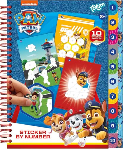 Paw Patrol Stickerheft und Malbuch, 10 Sticker Puzzle mit nummerierten Motiven, 23,00/2,00/19,00