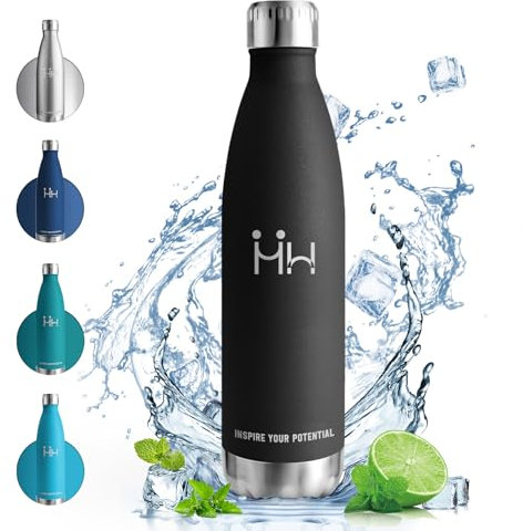 Vikaster Botella de agua, 1000ml Botella agua acero inoxidable, Mantener 12H Caliente/24 Frío, Termo Sin BPA, Botella termica Adultos, Niños, Deporte, Oficina, Exteriores