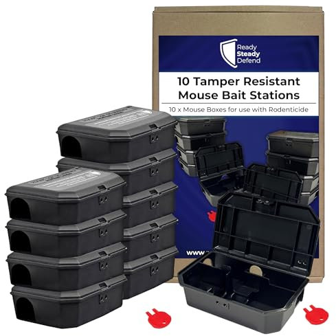 READY STEADY DEFEND 10 x Boite Appat Souris | Boite a Appat Rat et Souris | Lot de 10 Boîtes à Souris Vides | Boîte d’Appât Réutilisable pour Une Capture Efficace des Souris