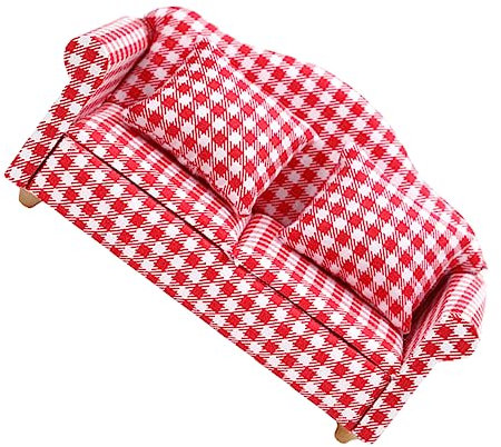 IMIKEYA 1 Satz Möbelmodell-Ornamente Heimdekoration Lichthausdekorationen Für Zu Hause Mini Zubehör Kleine Möbel Puppenhausmöbel Puppenhaus Sofa Kleine Couch Kissen Baumwollfabrik