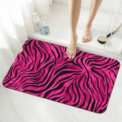 Mexpekil Badematte mit Zebramuster, 40 x 60 cm, saugfähig, rutschfest, Anti-Schimmel, Duschmatte, Badezimmerzubehör, waschbare Teppiche für Badezimmer, Küche, Eingang
