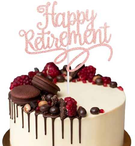 Retirement Cake Topper, Happy Retirement Party Decorations, Cake Picks and Cupcake Toppers for Memorable Celebrations and Party Supplies, Rose Gold