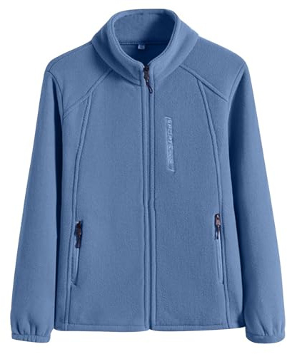Zeiayuas Fleece Jacket Women Thick Plush Cardigan with Pockets Sherpa Winter Fuzzy Jackets Fluffy Teddy Coats Warm Zip up Overcoat Ladies Plus Size Hoodie Blanket Soft Outwear Light Blue