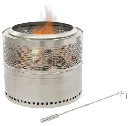 Rauchfreie Feuerschale Ø 50 cm, Klappbare Edelstahl Feuerschale Garten Feuerkorb mit Feuerhaken & Tragetasche, Langlebig Mobil für Terrasse Balkon