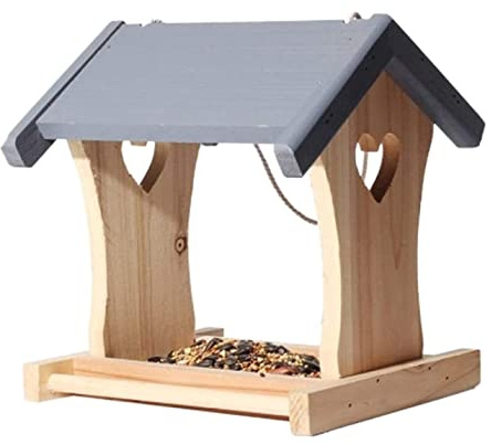 Der Garten mit Vogelfutter hängt, Hängendes Vogelhäuschen aus Holz 19,5x17x21cm