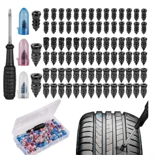 ComfyHarbor Reifenreparaturschrauben aus Karbonstahl, Gummi-Nagel-Set für Autos, LKWs, Motorräder, Fahrräder, ATV, Schnellpannen-Befestigung, Dichtstoff, beschichtet, große und kleine Größen im