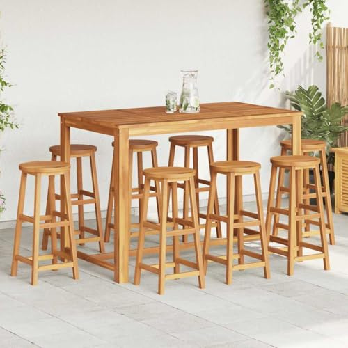 Yunovire Barhocker 8 STK. Massivholz Akazie, 34x34x76cm, Geöltes Holz, Robustes Dining Möbel Set für Küche, Balkon & Outdoor Bereiche, Langlebige Stühle