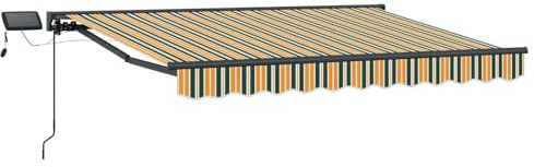 vidaXL Manueller Markisenrahmen mit LEDs 3,5 x 2,5 m, Verstellbare Sonnenschutzplane, Outdoor-Pavillon, LED-Schatten, moderner Garten-Schirm, wetterfesten Terrassenschutz