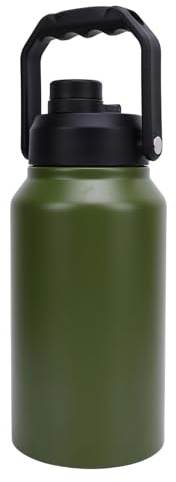 FTVOGUE Botella de Agua Aislada de 2.3L con Tecnología de Triple Aislamiento, Termo de Acero Inoxidable 316 para Acampar, Senderismo, Gimnasio y Deportes (Verde oliva)