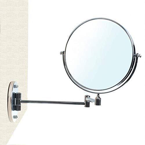 HIMRY Miroir de Maquillage, 5X Grossissement, Ø 20 cm Miroir Mural, Pliable Miroir de Salle de Bain, Double Visage Miroir de Mural, Tournant Miroir de Rasage, chromage, KXD3107-5x