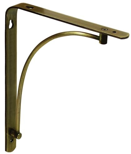 RBUK Set of 4 Brushed Brass Shelf Bracket, Arch Metal Shelf Supports for Wall Mounted Shelves, Perfect for Home Kitchen Bedroom Bathroom Shelving and Decorations (230 x 180mm)
