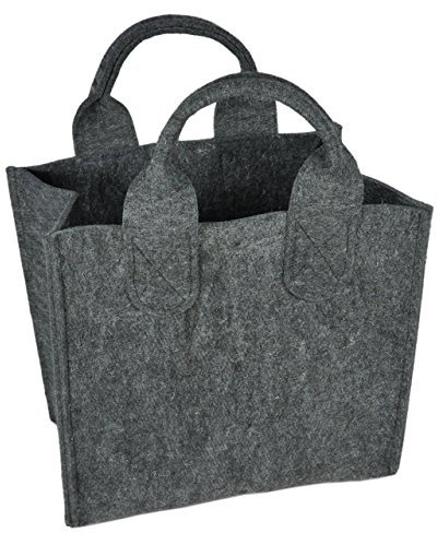 The Felt Store Europe Hochwertige Kaminholztasche Kamintasche Filztasche aus Filz klein-schmal 31 x 32 x 18 cm dunkelmeliert - Made in Germany