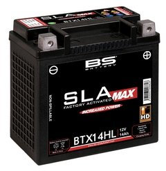 Batterie BS SLA MAX BTX14HL mit Gel für Harley Davidson 883 XL, XLH (Sportster) speziell für Harley Devidson, vollständig versiegelt, wartungsfrei 12 V 14 Ah