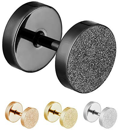Treuheld® | 10mm Fake Plug Ohrstecker in Diamant Glitzer Optik | Schwarz | Fake Tunnel Ohrring zum Schrauben für Damen und Herren | Chirurgenstahl