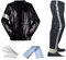 Shuanghao Kinder Erwachsene Kostüme Jacket+Pant+Socken+Glove(4pcs Set) Weihnachten Halloween Cosplay Partys Tänze Retro Punk Männer Frauen Jungen Mädchen Outfits Schwarz (W: 65-70kg H:170-180cm)