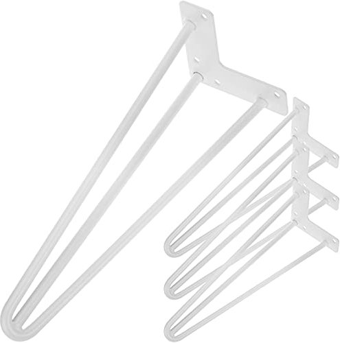 PrimeMatik - Pieds de Table pour Meubles et Bureau en Acier 3 tiges 41 cm Blanc 4-Pack