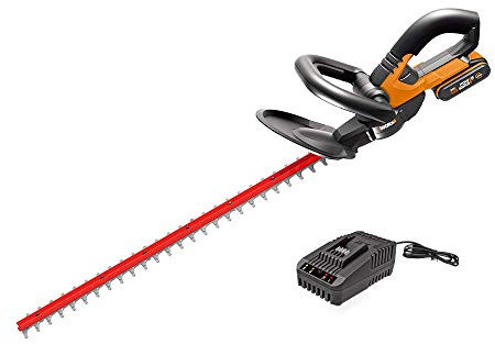 WORX 18V(20V MAX) Akku-Heckenscheren WG260E.5, PowerShare, 2,0 Ah, Dual Schnittklingen 61cm für gleichmäßige Schnitte, reduzierte Vibrationen, Schutzköcher, 2200 /min, 1Std. Schnellladegerät