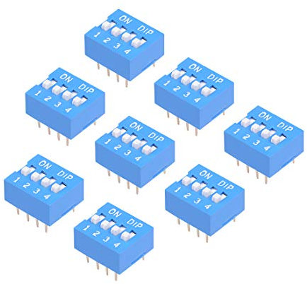 sourcing map 8Pcs Blue DIP Switch Horizontal 1-4 Positions 2.54mm Pitch for Circuit Breadboards PCB