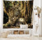 ABAKUHAUS Fantasie Wandteppich, Märchenhaus Baum aus Weiches Mikrofaser Stoff Waschbar ohne Verblassen Digitaldruck, 150 x 110 cm, Braun