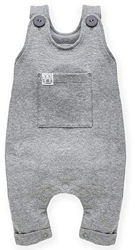 Pinokio Kinder Latzhose in Gr. 62-86 Wild Animals, lang | 75% Baumwolle, 20% Polyester, 5% Elasthan | Einteiler mit Druckknopfleiste im Windelbereich und aufgesetzter Tasche vorne