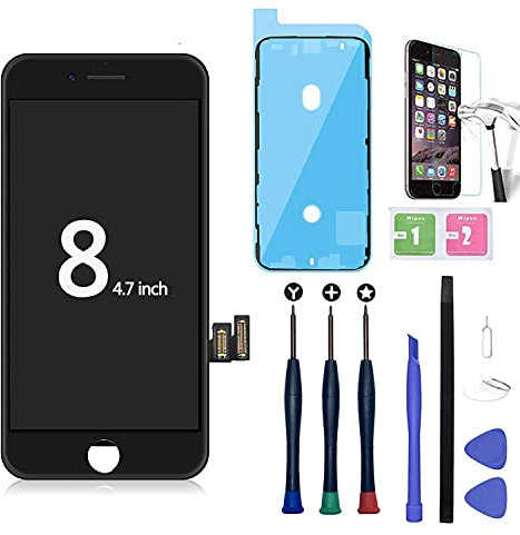 Xlhama LCD Touchscreen Für iPhone 8 schwarz mit Display Ersatz Bildschirm Reparaturset Digitizer Assembly mit Werkzeug zerlegen mit zur Reparatur von Kleber