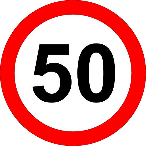 BCTS 50 Mph Panneau de sécurité routière en métal Panneau d'avertissement carré 30,5 x 30,5 cm