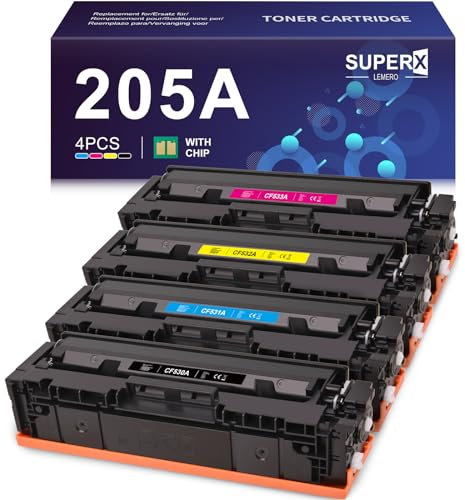 LEMERO SUPERX 205A Toner Kompatibel für HP 205A CF530A CF531A CF532A CF533A für HP Color Laserjet Pro MFP M181FW M180N M181N M180NW M180FW M154A M154NW(Schwarz,Cyan,Gelb,Magenta)