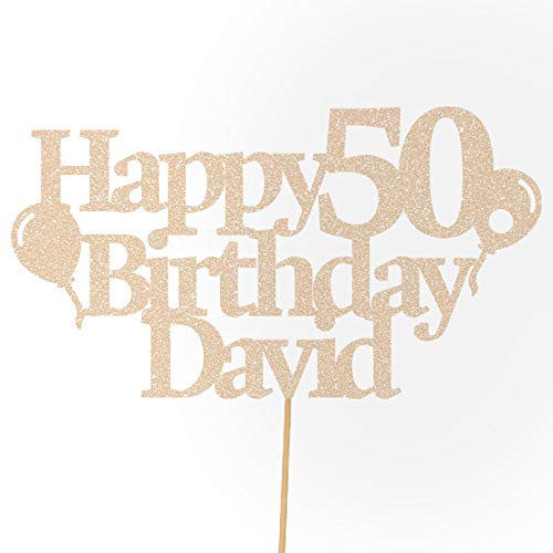 Cakeshop Personalisierte Happy Birthday Glitzer Kuchen Deko Angepasste Farbe jeder Name & jedes Alter Kuchen Dekoration für Geburtstag Party (Rose Gold)