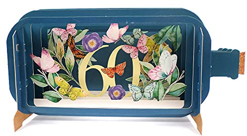 Message in A Bottle Flowers 60th Pop Up Birthday Greeting Card by Alljoy Cards MIB105 MIB105